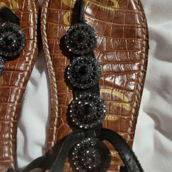 SAM EDELMAN CLASSY BLINGY MEDALLION RHINESTONE STRAPPY FLAT SANDALS DRESSY FANCY - Picture 9 of 10